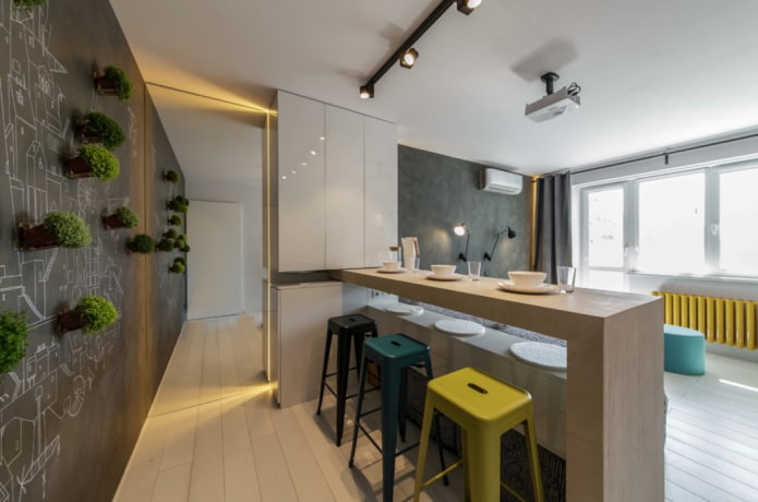 bar in het interieur van de woonkeuken