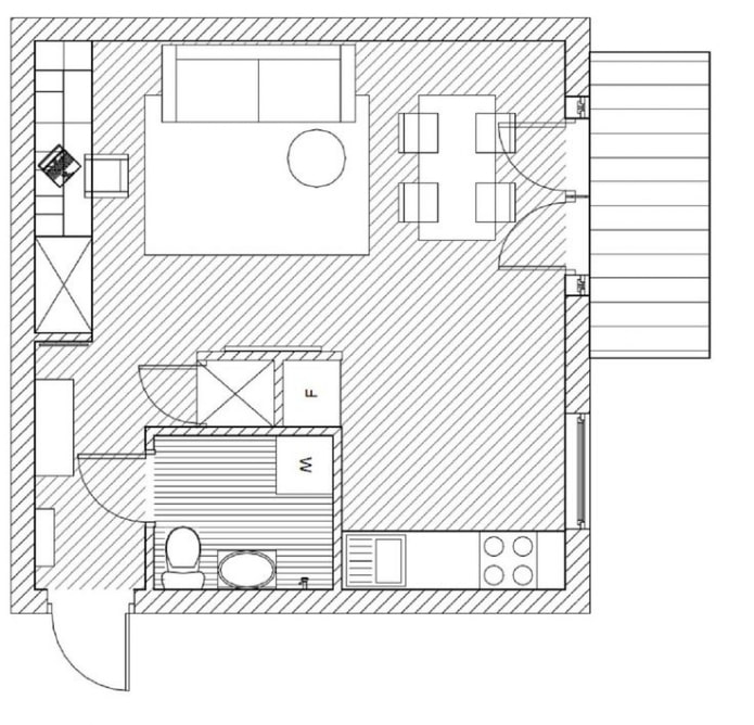 verbouwen van een eenkamerappartement uit de Chroesjtsjov-tijd