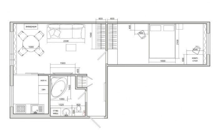 herontwikkeling van een Chroesjtsjovka-appartement