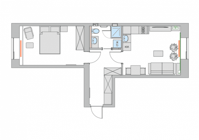 herontwikkeling van een Chroesjtsjovka-appartement