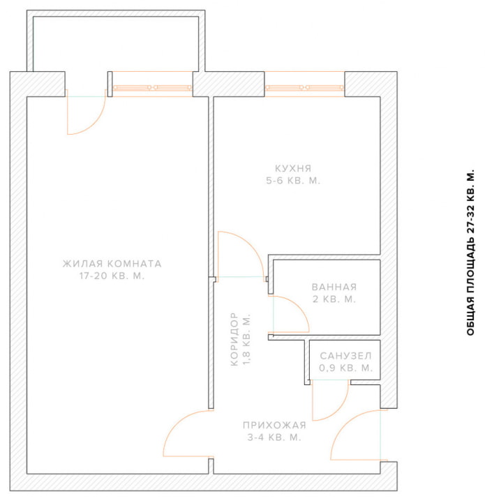 verbouwen van een eenkamerappartement uit de Chroesjtsjov-tijd