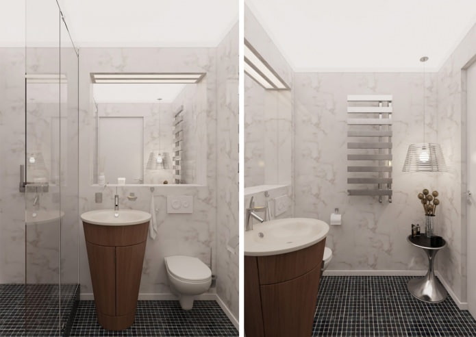 badkamer in het interieur van een appartement van 54 m?.