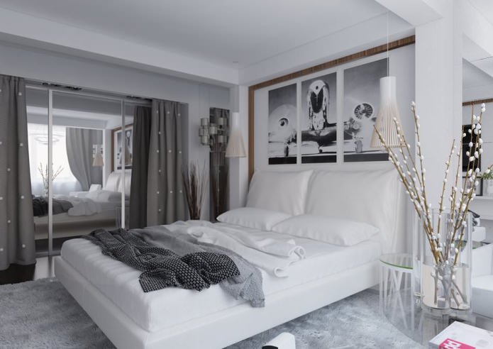 slaapkamer in het interieur van een appartement van 54 m?.