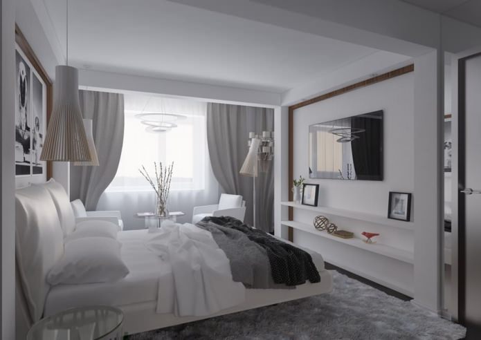 slaapkamer in het interieur van een appartement van 54 m?.