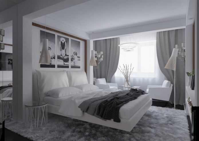 slaapkamer in het interieur van een appartement van 54 m?.