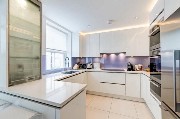 Witte keuken met een minibar