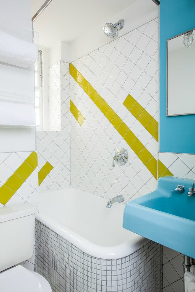 Wit met gele accenten diagonale tegel