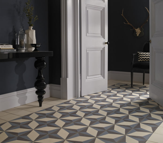 Strikt geometrisch patroon op de vloer