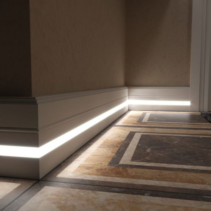 vloerverlichting met LED-strip in het interieur