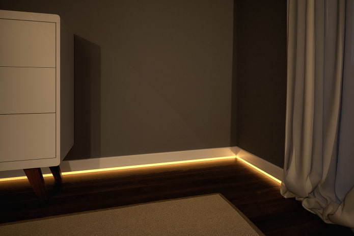 vloerverlichting met LED-strip in het interieur