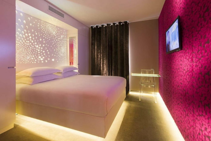 vloerverlichting in het slaapkamerinterieur