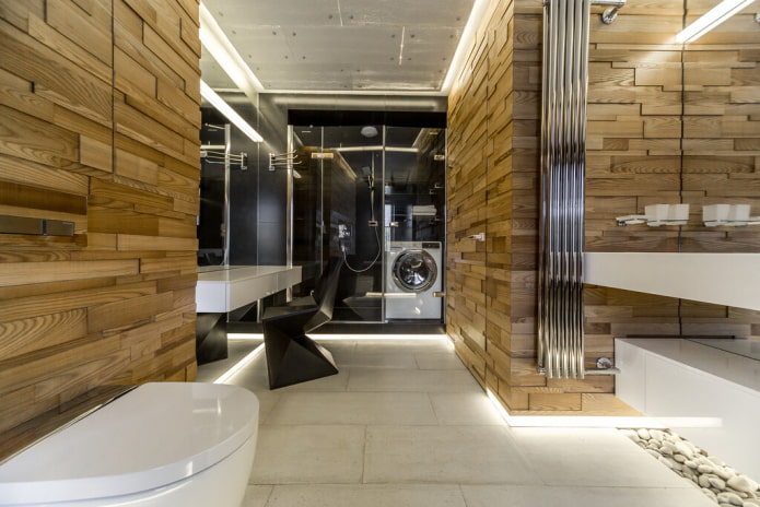 vloerverlichting in het badkamerinterieur