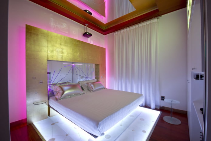 vloerverlichting in het slaapkamerinterieur