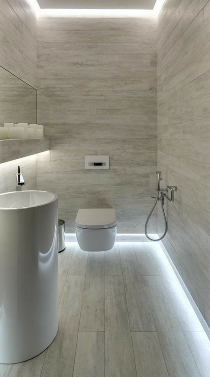 vloerverlichting in het toiletinterieur