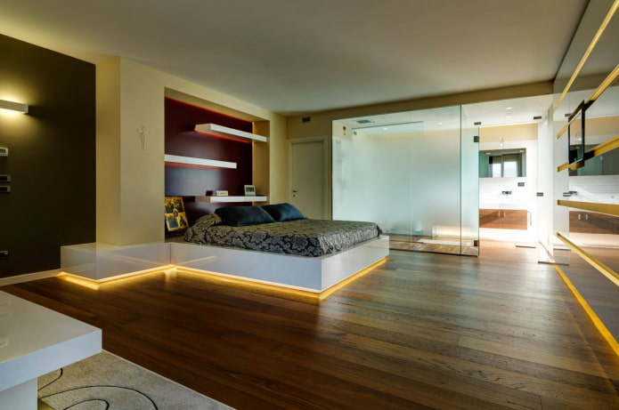 vloerverlichting met neonsnoer in het interieur