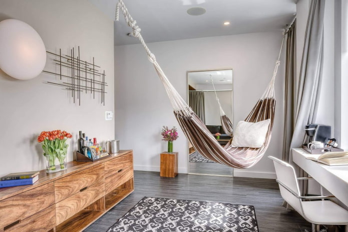 hangmatbed in het interieur