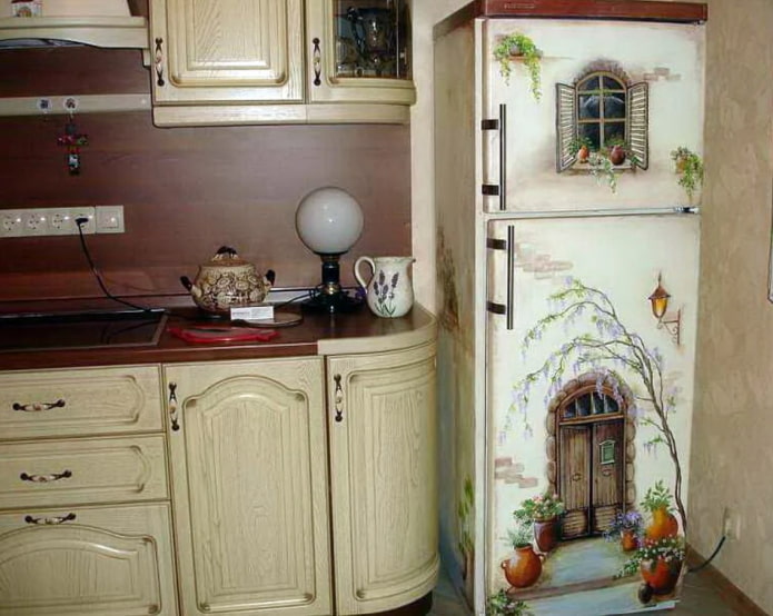 Provence koelkast decoupage