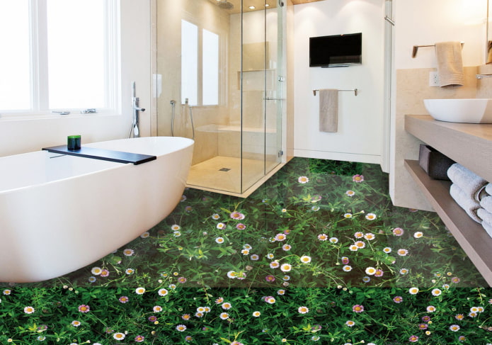 zelfnivellerende 3D-vloer in de badkamer