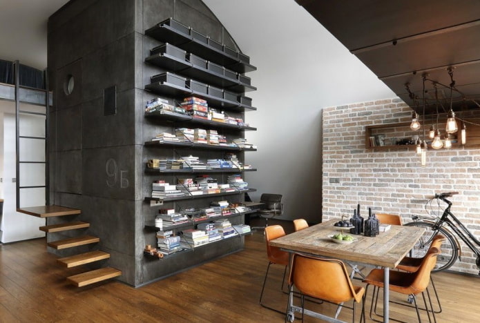 horizontale planken in het keukeninterieur