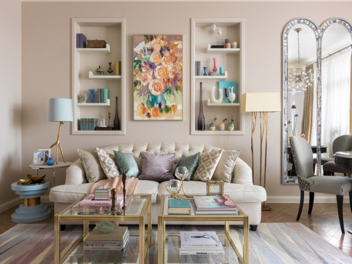 ingebouwde wandplanken in het interieur