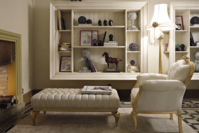 Wandplanken in het interieur in een klassieke stijl