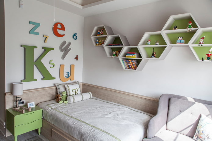 wandplanken honingraat in het interieur