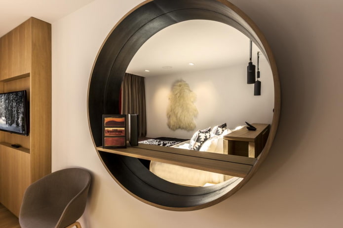 ronde wandplanken in het interieur