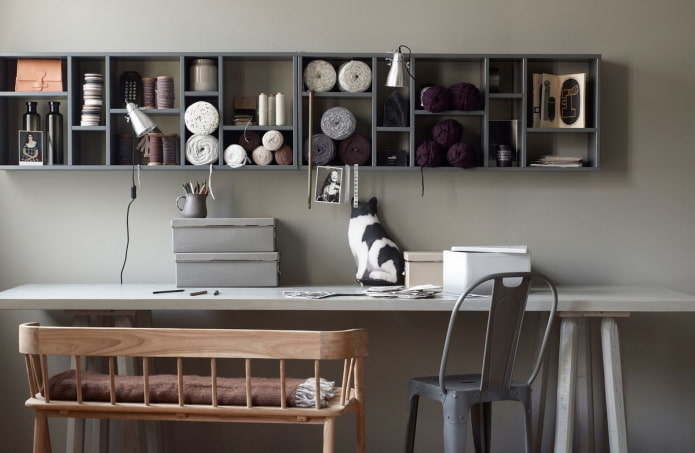 indeling van wandplanken in het interieur