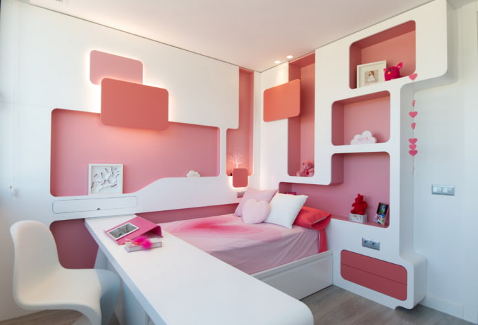 gipsplaat planken in het interieur van een kinderkamer