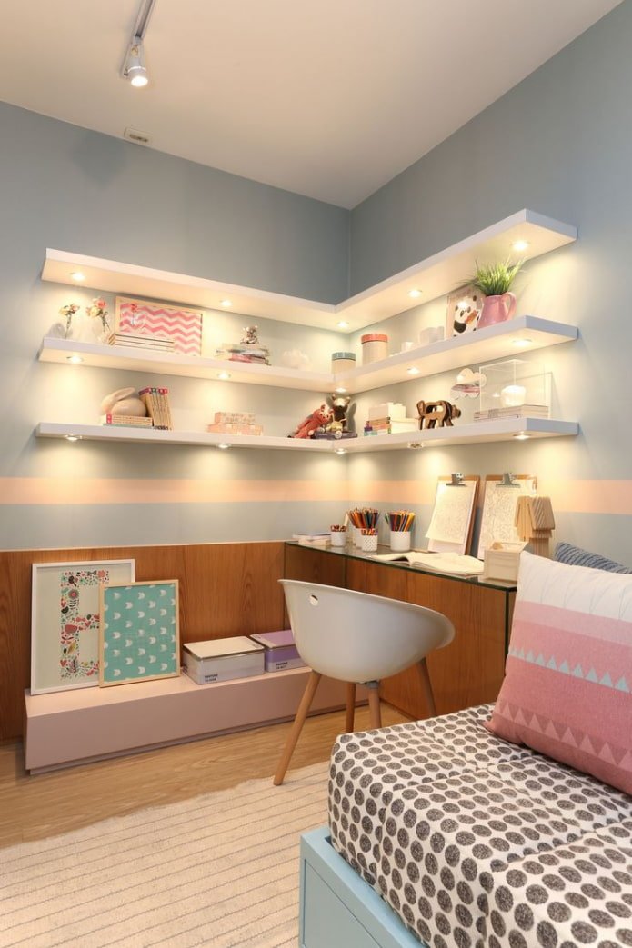 plankenontwerp in het interieur van een kinderkamer