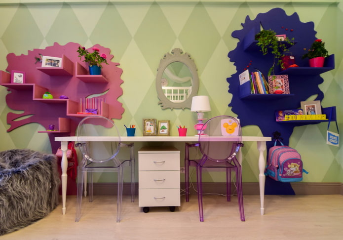plankenontwerp in het interieur van een kinderkamer