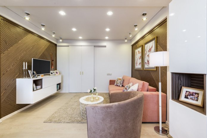 gipskartonhangconstructie in de woonkamer