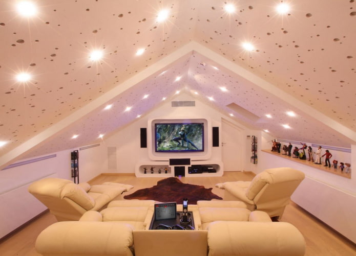 spots aan het plafond op zolder