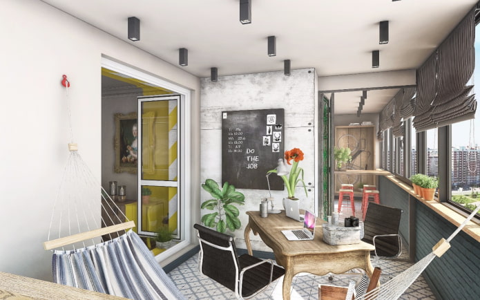 spots op het plafond van de loggia