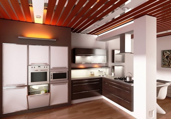 metalen plafondpanelen in de keuken