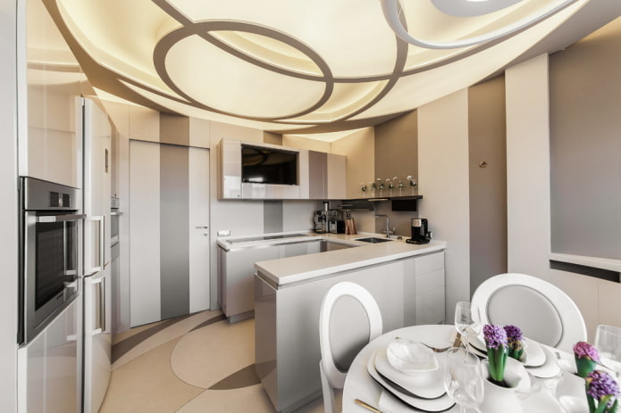 glazen plafond in het keukeninterieur