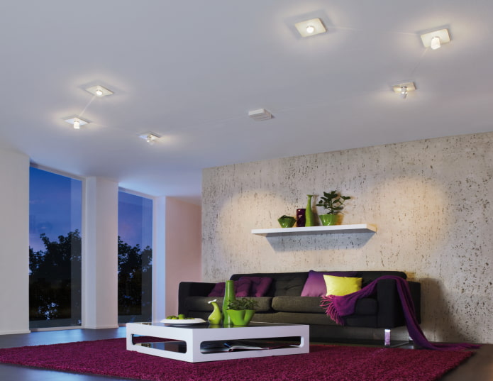 plafond met lampen in het interieur