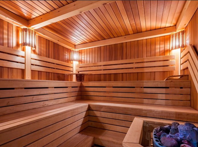 sauna-afwerking met clapboard