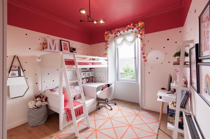 geschilderd plafond in een kinderkamer