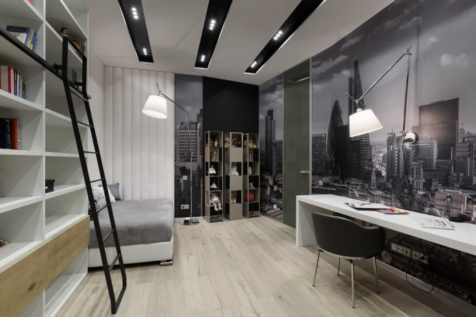 plafondstructuur in een kinderkamer in een moderne stijl