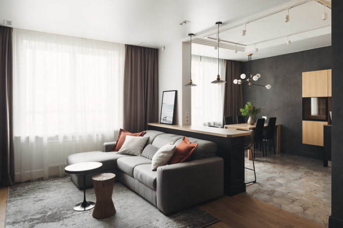 spanplafond in het interieur van de woonkeuken