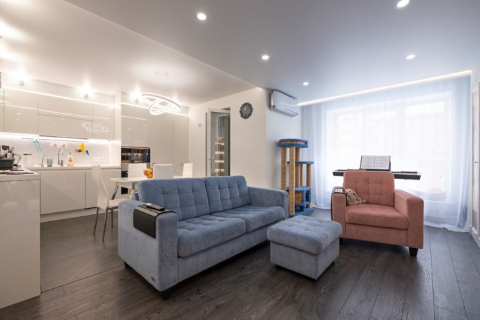 spanplafond in het interieur van de woonkeuken