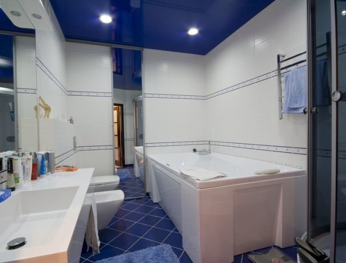 blauw plafond in de badkamer