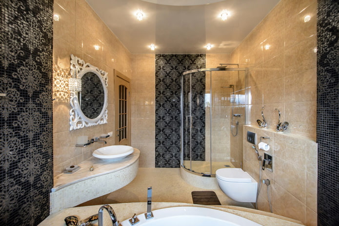 plafond met spots in de badkamer