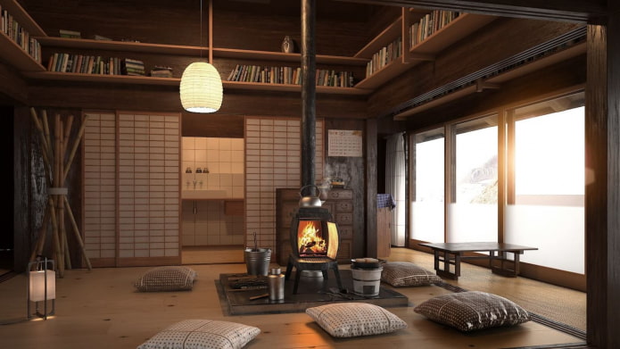 Japans interieur van een houten huis