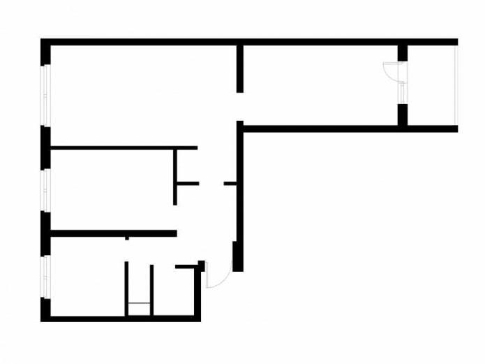 Indeling van een driekamerappartement van 60 m? in een typisch gebouw uit de II-49-serie