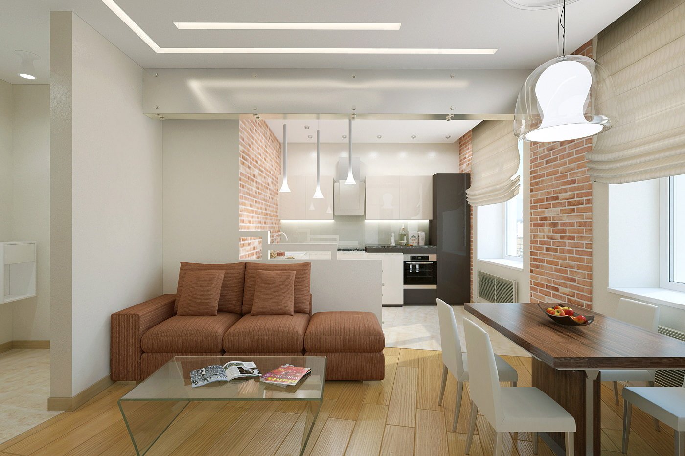 keuken-woonkamer in een tweekamerappartement
