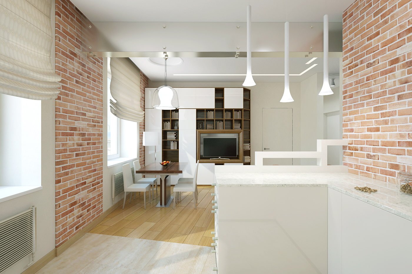 keuken-woonkamer in een tweekamerappartement