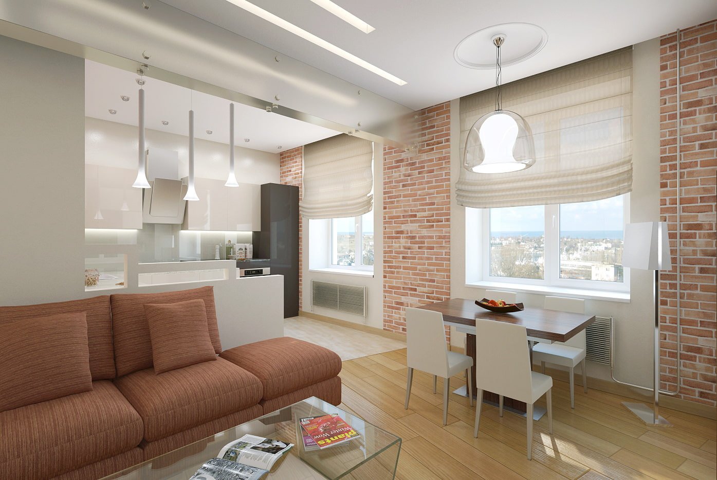 keuken-woonkamer in een tweekamerappartement