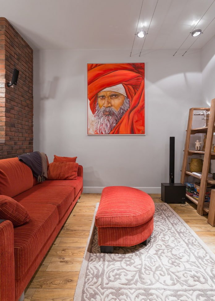 poef in het interieur van de woonkamer